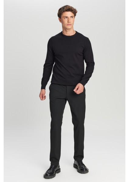 Pamuklu Standart Fit Normal Kesim Bisiklet Yaka Triko Kazak fiyatları