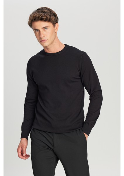 Pamuklu Standart Fit Normal Kesim Bisiklet Yaka Triko Kazak modelleri