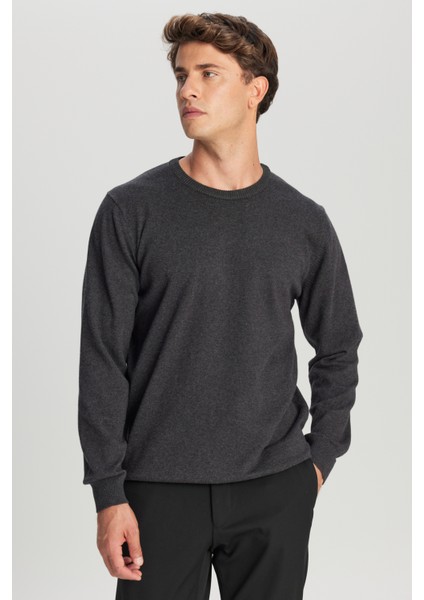 Pamuklu Standart Fit Normal Kesim Bisiklet Yaka Triko Kazak modelleri