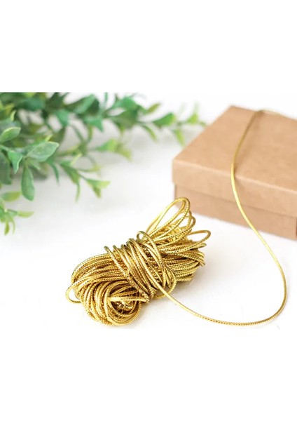 10 Metre (Altın - Gümüş) Rengi Dekoratif Simli Monofil Iplik, Bileklik Ipi, Takı Ipi, Paket Ipi