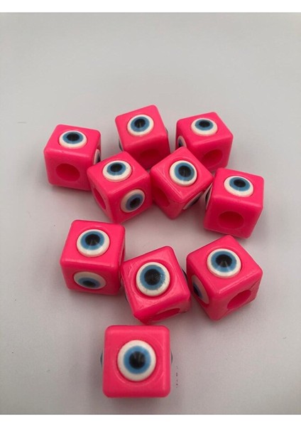 10 Adet Koyu Pembe Plastik Nazar Boncuğu 16X16MM fiyatları
