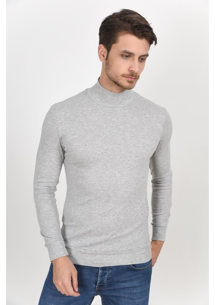 Süperlife Balıkcı Yaka Uzun Kollu Dar Kalıp Ince Erkek Sweatshirt Spr 2019K21