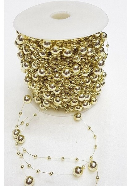 10 Metre Gold Misinalı Şerit Inci Boncuk Şerit Çiçek Süsleme Dekorasyon Boncuğu