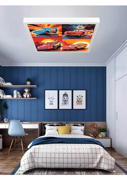 Şimşek Mcqueen Avize, 60X60 Çocuk Odası Avize, 60WATT, Estetik Kare, Yapay Zeka Tasarım Avize,galeri