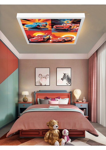Şimşek Mcqueen Avize, 60X60 Çocuk Odası Avize, 60WATT, Estetik Kare, Yapay Zeka Tasarım Avize,galeri fırsatları