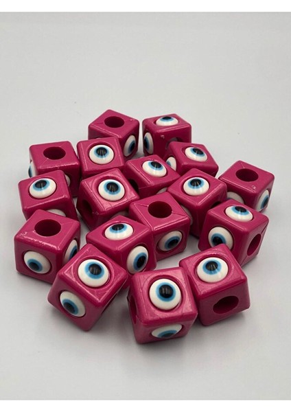 10 Adet Fujya Pembe Plastik Nazar Boncuğu 16X16MM fiyatları