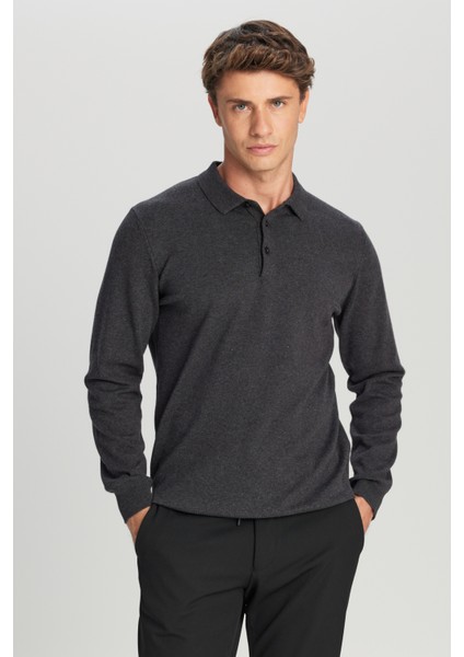 Pamuklu Standart Fit Normal Kesim Polo Yaka Triko Kazak