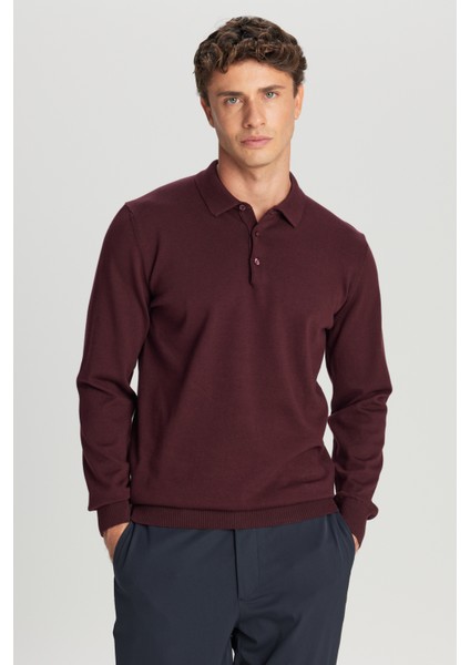 Pamuklu Standart Fit Normal Kesim Polo Yaka Triko Kazak