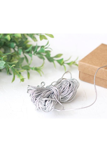 20 Metre (Altın - Gümüş) Rengi Dekoratif Simli Monofil Iplik, Bileklik Ipi, Takı Ipi, Paket Ipi