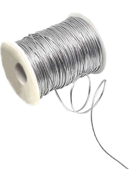 20 Metre (Altın - Gümüş) Rengi Dekoratif Simli Monofil Iplik, Bileklik Ipi, Takı Ipi, Paket Ipi modelleri