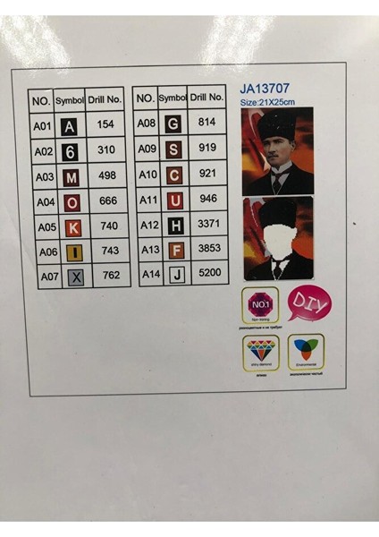 21X25 Atatürk Boncuklu Taş Işleme Mozaik Elmas Goblen Tablo Resim Boncuk Puzzle, Boncuk, Taş Işleme fırsatları
