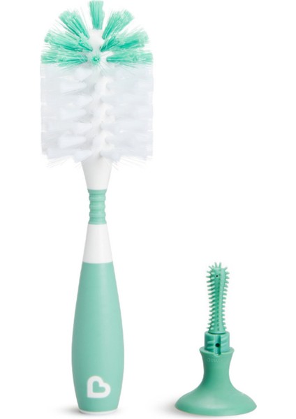 Iki In One Biberon ve Şişe Temizleme Fırçası, Vakumlu Taban, Canlı Yeşil Renk