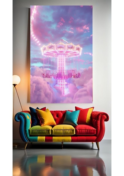 Pembe Salıncak V1 Ev Duvar Salon Güzellik Salonu Ofis Dükkan Dekarasyon Kanvas Tablo