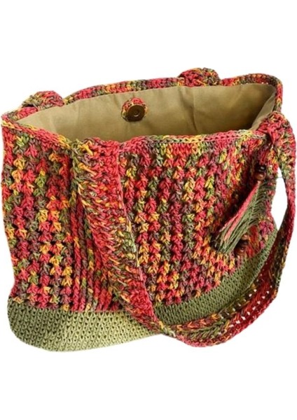 4462 El Yapımı Astarlı Renkli Kağıt Ip Omuz Çantası / 29 cm x 32 cm fiyatları