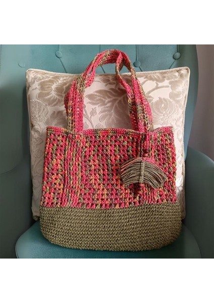 4462 El Yapımı Astarlı Renkli Kağıt Ip Omuz Çantası / 29 cm x 32 cm modelleri
