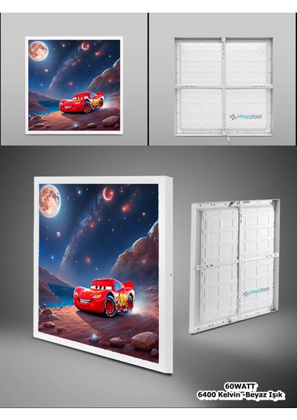 Şimşek Mcqueen Avize, 60X60 Çocuk Odası Avize, 60WATT, Estetik Kare, Yapay Zeka Tasarım Avize, Uzay modelleri