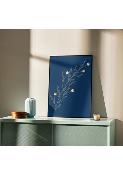 Metal Çerçeveli Gerçek Camlı Tablo, Sarı Tohumlu Bitki Temalı Tablo, Minimalist Soyut Çiçek Tablo fiyatları