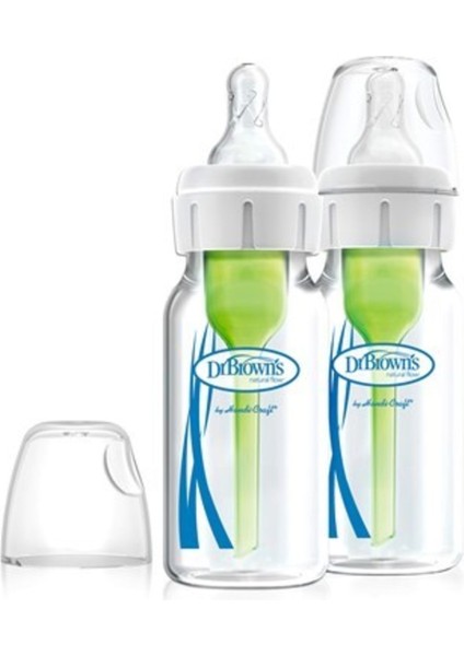 Şeffaf, Doğal Akışlı, Antikolik Cam Biberon 2'li Set