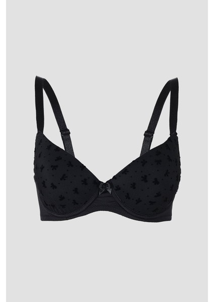 Siyah Bow Hafif Destekli Sütyen