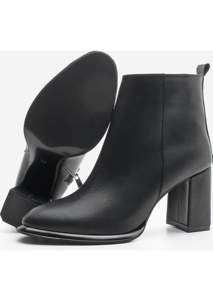 Kadın Dikiş Detaylı Kalın Topuklu Bot Kanis Siyah