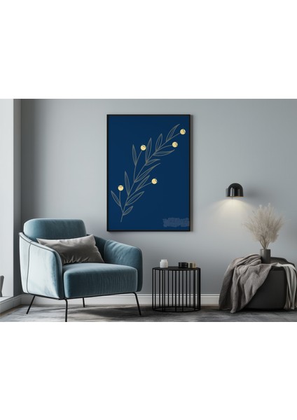 Metal Çerçeveli Gerçek Camlı Tablo, Sarı Tohumlu Bitki Temalı Tablo, Minimalist Soyut Çiçek Tablo indirimleri