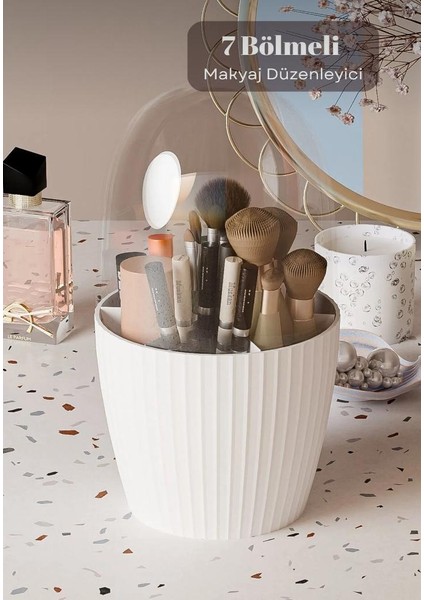 Çok Amaçlı Makyaj Organizeri, 7 Bölmeli Fırça Düzenleyici, Makyaj Fırçası Düzenleme Kutusu Organizer