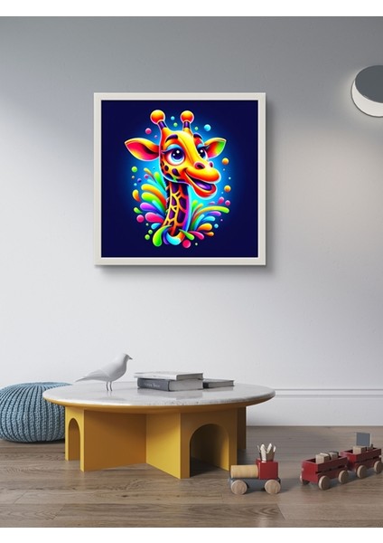 Sevimli Şapşik Zürefa LED Tablo – 60X60 cm | Sıva Üstü Montajlı, Tak-Çalıştır Sistem, Arapuarlı