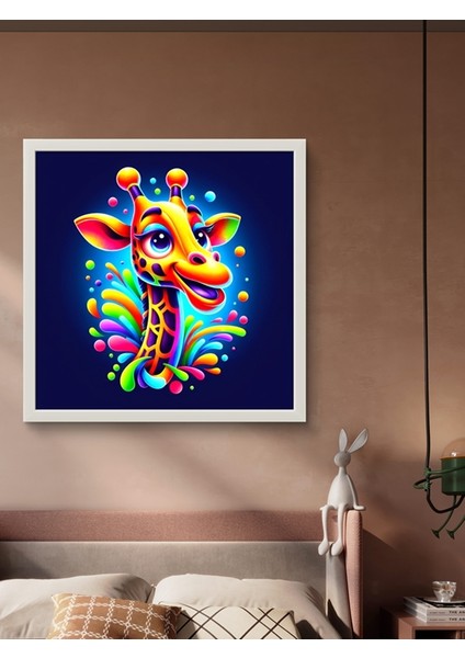 Sevimli Şapşik Zürefa LED Tablo – 60X60 cm | Sıva Üstü Montajlı, Tak-Çalıştır Sistem, Arapuarlı fırsatları