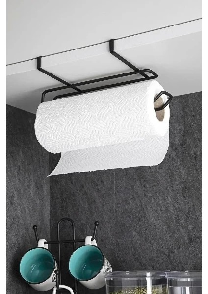 Siyah Dolap Içi Kağıt Havluluk Askı