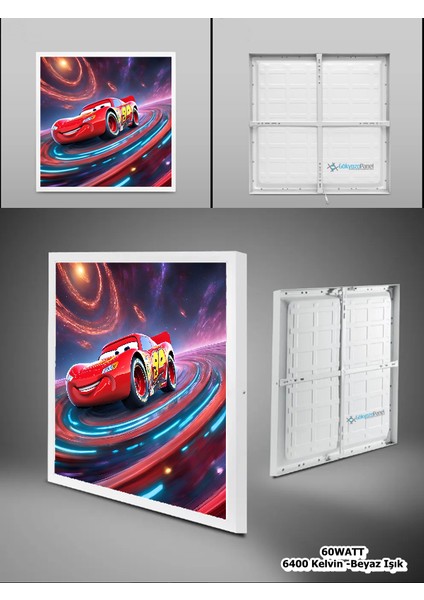 Şimşek Mcqueen Avize, 60X60 Çocuk Odası Avize, 60WATT, Estetik Kare, Yapay Zeka Tasarım Avize, Uzay fırsatları
