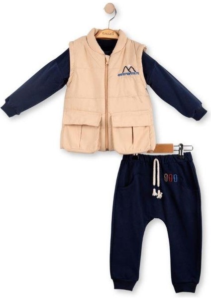 Erkek Bebek 3’lü Takım – Şişme Yelekli, Uzun Kol Sweatshirt ve Eşofman Altı 251037L modelleri