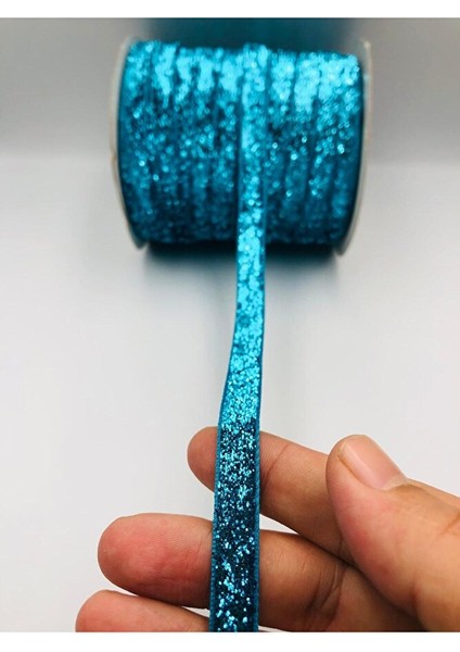 5 Metre Simli Kadife Kurdele 1 cm Simli Kadife Şerit - Yılbaşı Süsü Hediye Paketi Süsleme Kurdele