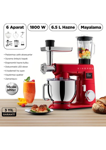 Kıngpro KSM4001 Damboo Mutfak Şefi Kırmızı