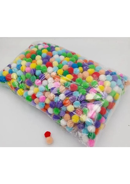 Renkli Karışık Peluş Ponpon 1000 Adet (1,5 Mm)