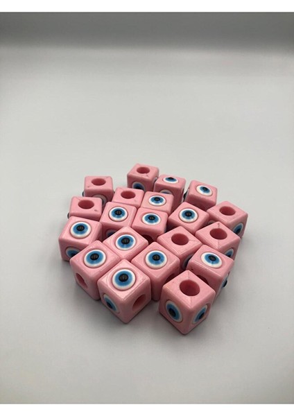 10 Adet Açık Pembe Plastik Nazar Boncuğu 16X16MM fiyatları