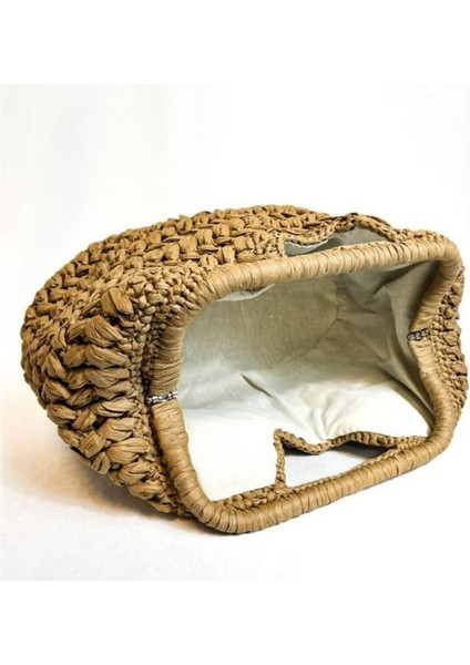 2264 El Örgüsü Burs Kapamalı Kahverengi Rafya Ip Clutch Çanta / 38 cm x 21 cm fiyatları