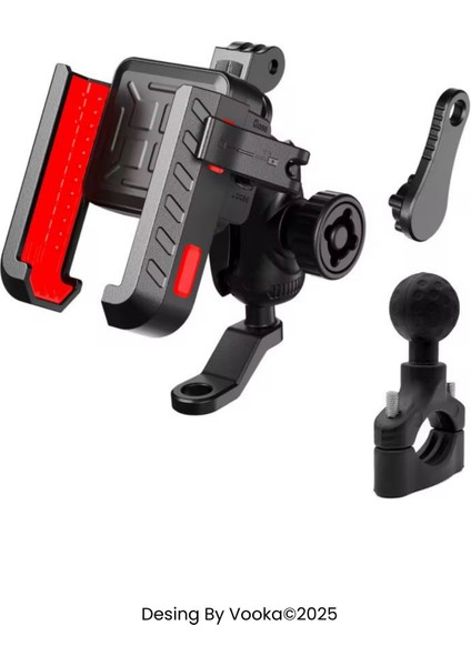 Titreşim Önleyici 360° Motosiklet Telefon Tutucu – Gidon & Ayna Uyumlu Scooter Bisiklet Aparatı