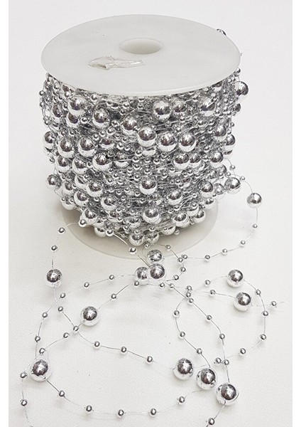 10 Metre Gümüş Misinalı Şerit Inci Boncuk Şerit Çiçek Süsleme Dekorasyon Boncuğu fiyatları
