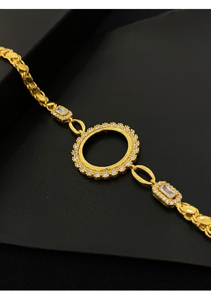 925 Ayar Gümüş Çeyrek Altın Takmak Için Gümüş Kadın Bileklik (17+3cm) (Altın Yaldızlı) Kg8 fiyatları