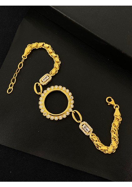 925 Ayar Gümüş Çeyrek Altın Takmak Için Gümüş Kadın Bileklik (17+3cm) (Altın Yaldızlı) Kg8 indirimleri