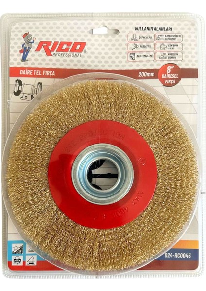 024-RC0045 Daire Çelik Tel Fırça 200 mm
