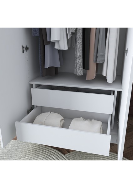 BA139 Gardırop Çekmece Modülü Tamamlayıcı Dolap Içi Çekmece Ünitesi Beyaz