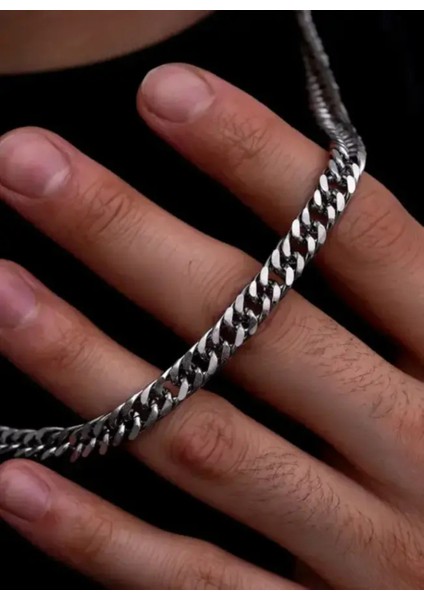 Erkek Çelik Kolye - 9 mm Sık Örüm Gurmet Zincir Çelik Kolye