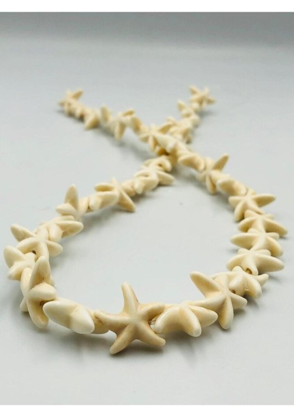 36 Adet Deniz Yıldızı Krem Kahverengi Akrilik Plastik Boncuk 1 mm Delikli