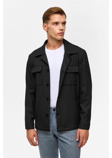 Siyah Slim Desenli Klasik Yaka Mont fiyatları