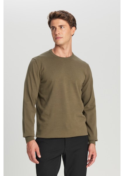 Pamuklu Standart Fit Normal Kesim Bisiklet Yaka Triko Kazak