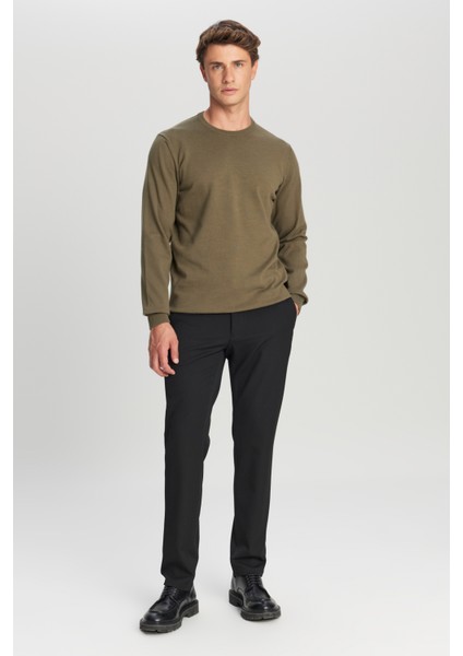 Pamuklu Standart Fit Normal Kesim Bisiklet Yaka Triko Kazak fiyatları