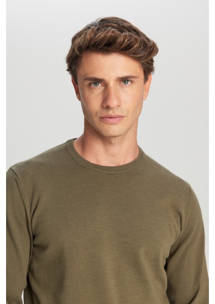 Pamuklu Standart Fit Normal Kesim Bisiklet Yaka Triko Kazak fırsatları