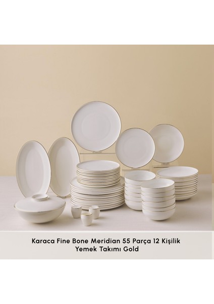 Fine Bone Meridian 55 Parça 12 Kişilik Yemek Takımı Gold modelleri