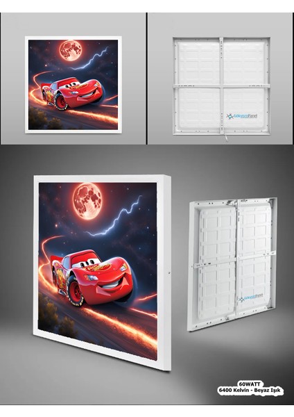 Şimşek Mcqueen Avize, 60X60 Çocuk Odası Avize, 60WATT, Estetik Kare, Yapay Zeka Tasarım Avize, Uzay modelleri